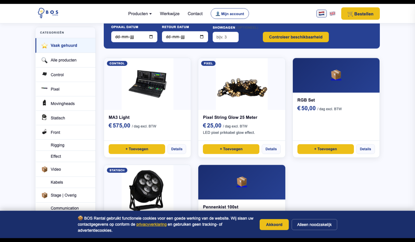 AVlable webshop met productoverzicht